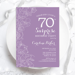 Invitación Surprise 70th Birthday Party - Purple Floral