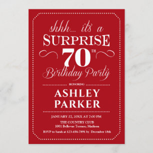 Invitación Surprise 70th Birthday Party - Red White