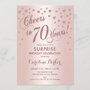 Invitación Surprise 70th Birthday Party - Rosa Gold