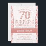 Invitación Surprise 70th Birthday Party - Rosa Gold White<br><div class="desc">Sorpresa 70 cumpleaños invitación de fiesta en oro blanco y rosa. Elegante carta de invitación con oro falso rosa purpurina y diamantes. El diseño clásico es perfecto para un fiesta elegante. Por favor,  envíame un mensaje si necesitas una edad personalizado.</div>