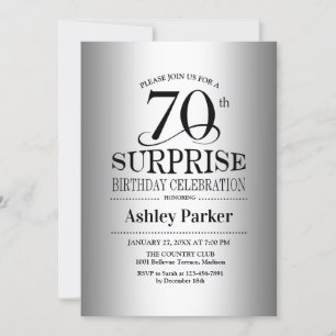 Invitación Surprise 70th Birthday Party - Silver