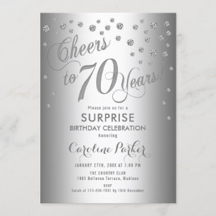 Invitación Surprise 70th Birthday Party - Silver