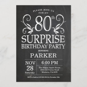 Invitación Surprise 80th Birthday Invitation Chalkboard