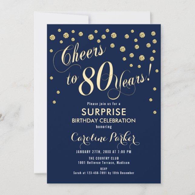 Invitación Surprise 80th Birthday Party (Anverso)