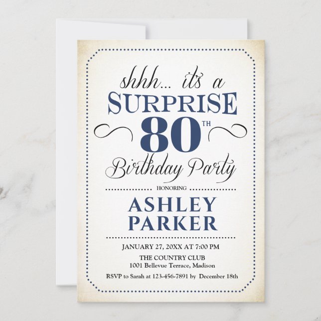 Invitación Surprise 80th Birthday Party (Anverso)