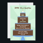 Invitación Surprise 80th Birthday Party Invitation Cake<br><div class="desc">¿Arrojando una fiesta sorpresa de cumpleaños número 80? Esta invitación para la fiesta de cumpleaños asegurará que todos sepan que es un fiesta sorpresa como las palabras "¡Shhh! Es una sorpresa" aparece en la parte superior. Los detalles de la invitación se almacenan en capas de tarta de chocolate. Un diseño...</div>