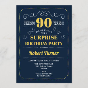 Invitación Surprise 90th Birthday - Oro de Marina
