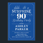Invitación Surprise 90th Birthday Party - Navy White<br><div class="desc">Sorpresa 90.ª Invitación a la fiesta de cumpleaños. Sencillo diseño de estilo marinero y blanco. Celebración sorpresa de cumpleaños para hombre o mujer. ¡Se puede personalizar en cualquier edad!</div>