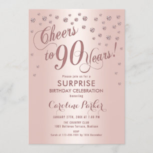Invitación Surprise 90th Birthday Party - Rosa Gold