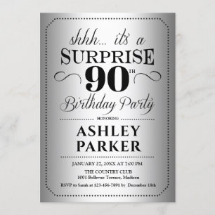 Invitación Surprise 90th Birthday Party - Silver