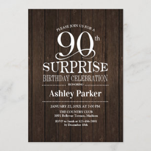 Invitación Surprise 90th Birthday Party - Wood
