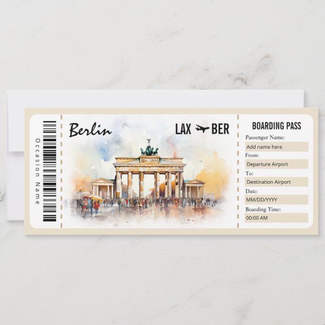 Invitación Surprise Berlin Boarding Pass Certificado De Regal (Anverso)