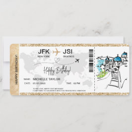 Invitación Surprise Birday Boarding Pass Ticket Grecia