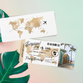 Invitación Surprise Birday Boarding Pass Ticket Hawaii