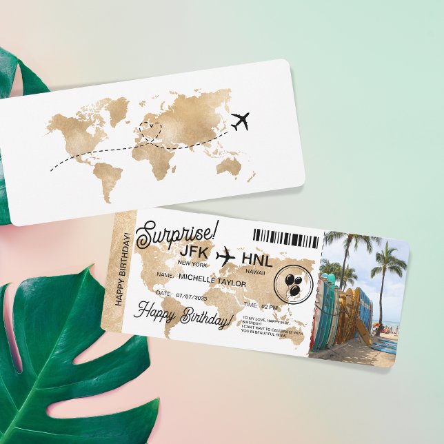 Invitación Surprise Birday Boarding Pass Ticket Hawaii (Subido por el creador)