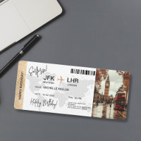 Surprise Birday Boarding Pass Trip Ticket Londres