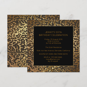Invitación Surprise Birday Party Chocolate Gold Animal