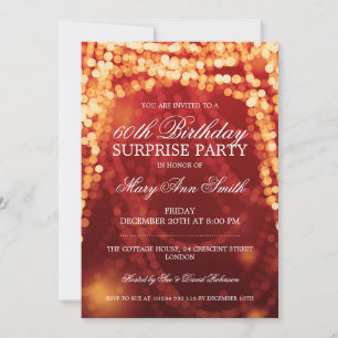 Invitación Surprise Birday Party String Lights Gold