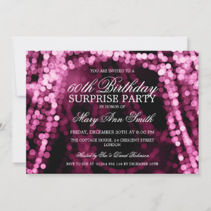 Invitación Surprise Birday Party String Lights Pink