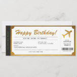 Invitación Surprise Birthday Boarding Pass Plane Gold Ticket<br><div class="desc">EDITABLE. ¡Regale a sus seres queridos un viaje de viaje! Ideal para cumpleaños y aniversarios. Tarjeta de embarque de oro. Personaliza tu vale hoy! Para obtener un vale/certificado de personalizado,  por favor envíeme un mensaje.</div>