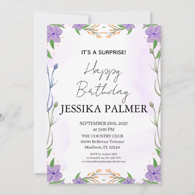 Invitación Surprise Birthday Invitation (Anverso)