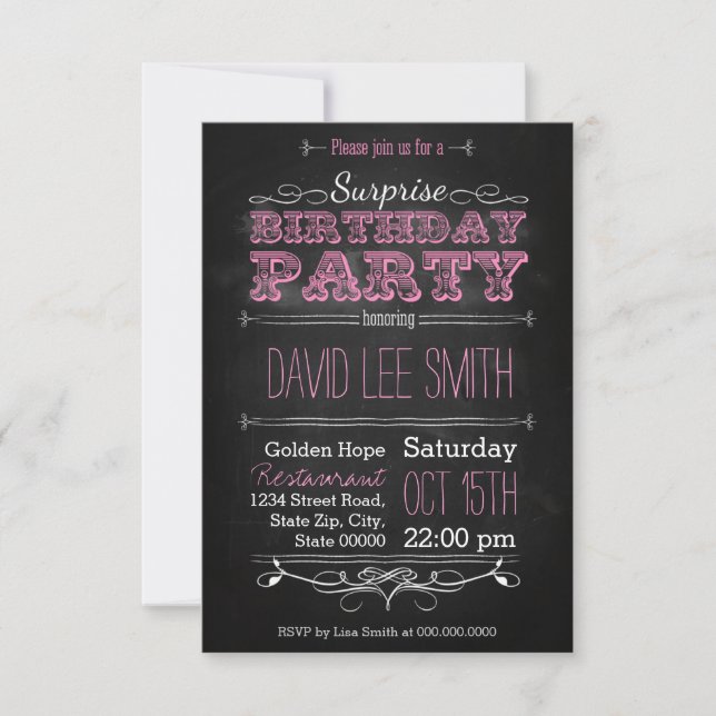 Invitación Surprise Birthday Party (Anverso)