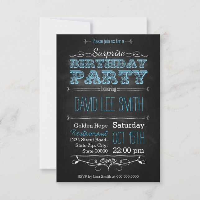 Invitación Surprise Birthday Party (Anverso)