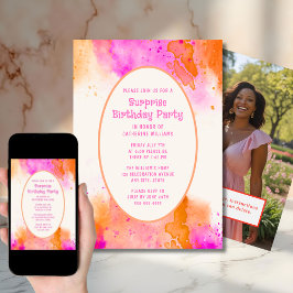 Invitación Surprise Birthday Party Invita A Cualquier Acuarel