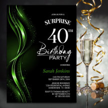 Surprise Black Green 40th Birthday Fiesta