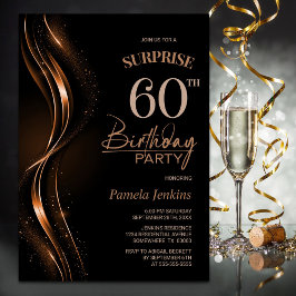 Invitación Surprise Black Naranja 60th Birthday Party