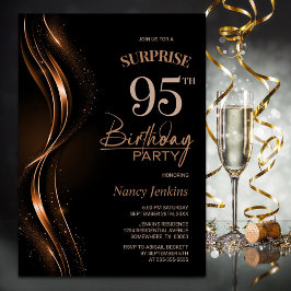 Invitación Surprise Black Naranja 95th Birthday Party