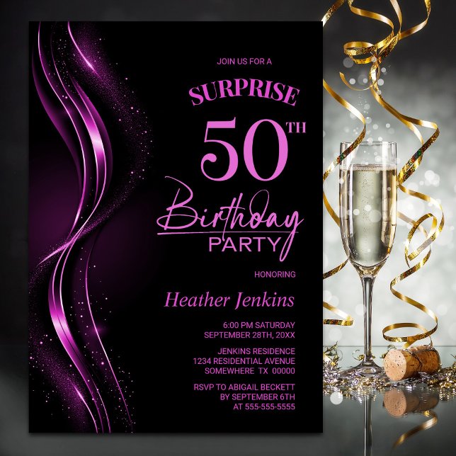 Invitación Surprise Black Pink 500th Birthday Party (Subido por el creador)