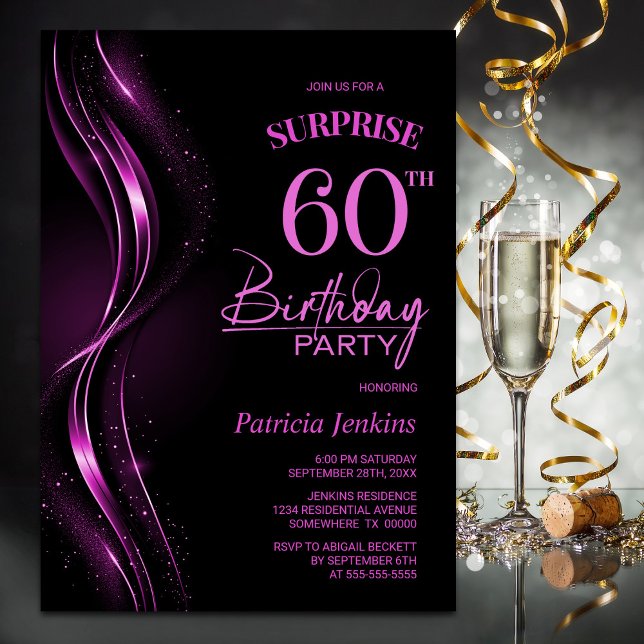 Invitación Surprise Black Pink 60. Fiesta de Cumpleaños (Subido por el creador)