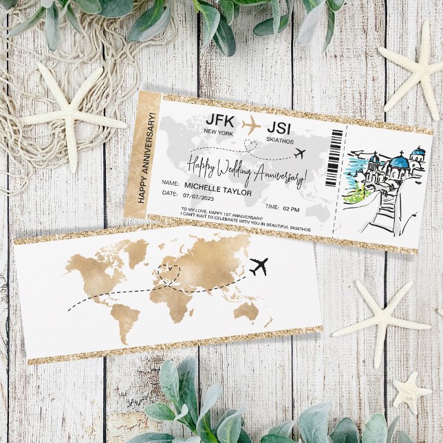 Invitación Surprise Boarding Pass Ticket Greece Skiathos (Subido por el creador)