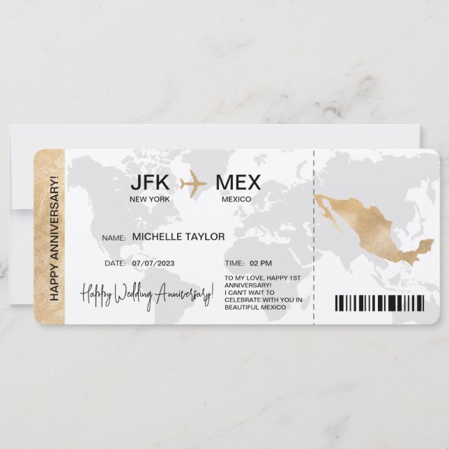 Invitación Surprise Boarding Pass Ticket México (Anverso)