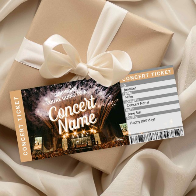 Invitación Surprise Concert Gift Ticket Music Event Card (Surprise Concert Ticket Printable)