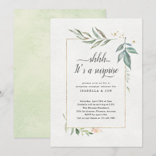 Invitación Surprise Couples Wedding Ducha Watercolor Floral