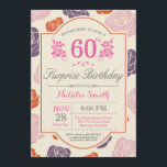 Invitación Surprise Floral 60th Birthday Invitation Rosa<br><div class="desc">Invitación de cumpleaños número 60 de Surprise Floral. Rosas Naranjas rosados púrpura. Mujeres,  Dama,  Cumpleaños Chica. 13.º 15.º 16.º 18.º 20.21.30.40.º 50.60.70.80.90.100,  Cualquier Edad. Para una mayor personalización,  haga clic en el botón "Personalizar" y utilice nuestra herramienta de diseño para modificar esta plantilla.</div>