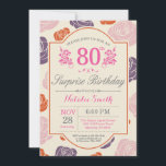 Invitación Surprise Floral 80th Birthday Invitation Rosa<br><div class="desc">Invitación de cumpleaños número 80 de Surprise Floral. Rosas Naranjas rosados púrpura. Mujeres,  Dama,  Cumpleaños Chica. 13.º 15.º 16.º 18.º 20.21.30.40.º 50.60.70.80.90.100,  Cualquier Edad. Para una mayor personalización,  haga clic en el botón "Personalizar" y utilice nuestra herramienta de diseño para modificar esta plantilla.</div>