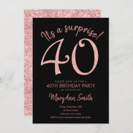 Invitación Surprise Forty Rosa Gold 40 cumpleaños