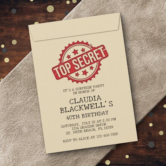 Invitación Surprise Fun Top Secret Birthday (Subido por el creador)
