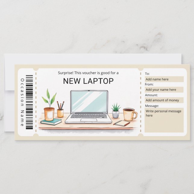 Invitación Surprise Laptop Gift Certificate (Anverso)