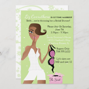 Invitación Surprise Lingerie Bridal Shower Green Sparkle