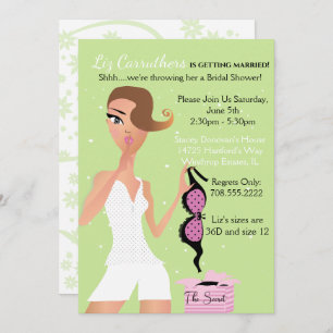 Invitación Surprise Lingerie Bridal Shower Green Sparkle
