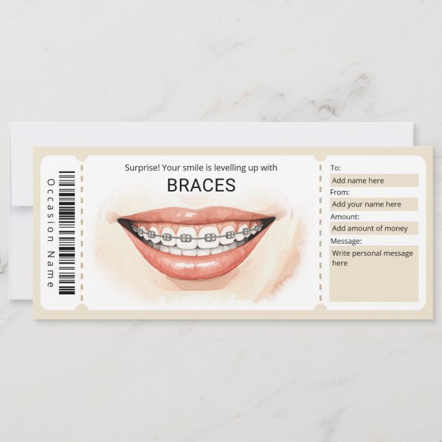 Invitación Surprise Orthodontic Braces Gift Certificate (Anverso)