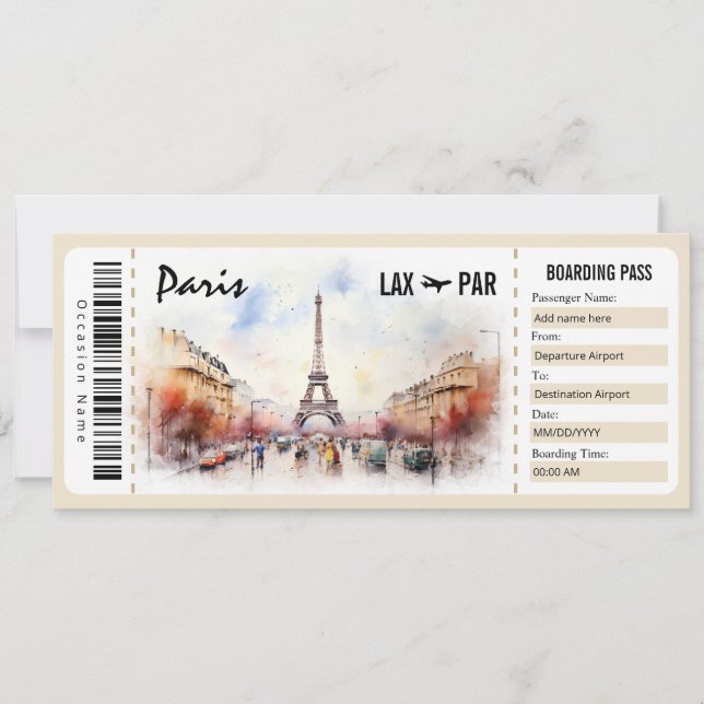 Invitación Surprise Paris Certificado De Regalo De Pases De E (Anverso)