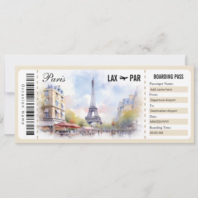 Invitación Surprise Paris Certificado De Regalo De Pases De E (Anverso)