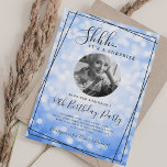 Invitación SURPRISE Photo 50th Birthday Blue Bokeh<br><div class="desc">An elegant "50th Birthday" party invitation design with personalized photo,  modern typography and a bokeh lights background.</div>