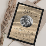 Invitación SURPRISE Photo 50th Birthday Gold Glam Sparkle<br><div class="desc">An elegant "50th Birthday" party invitation design with personalized photo,  modern typography and a sparkling fabric background.</div>