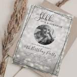 Invitación SURPRISE Photo 50th Birthday Silver Sparkle Bokeh<br><div class="desc">An elegant "50th Birthday" party invitation design with personalized photo,  modern typography and a bokeh lights background.</div>